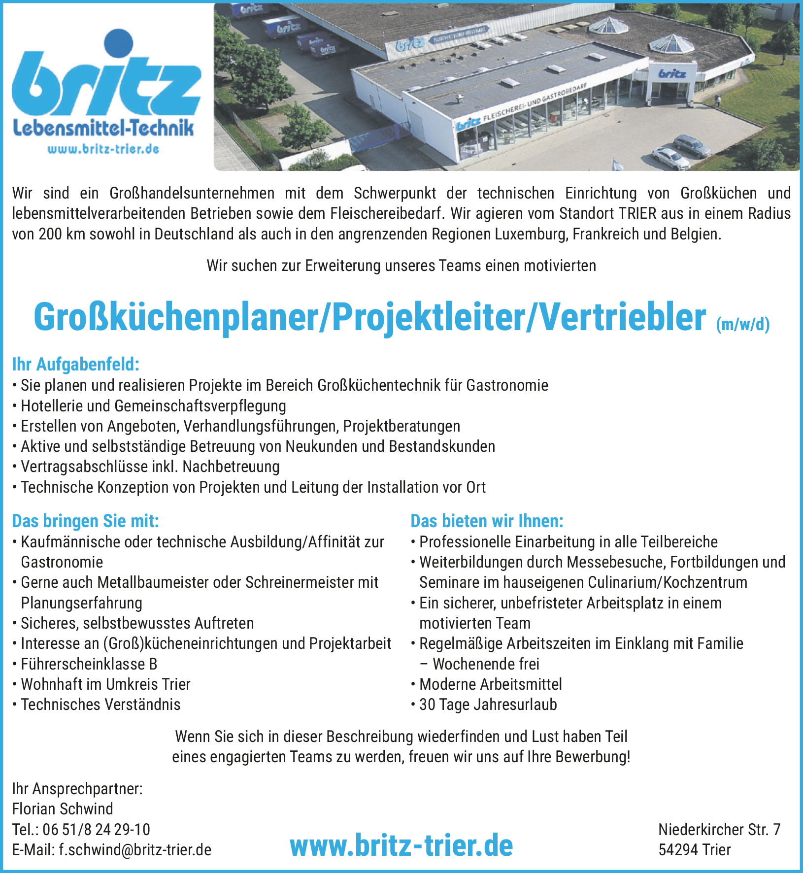 Anzeige Großküchenplaner